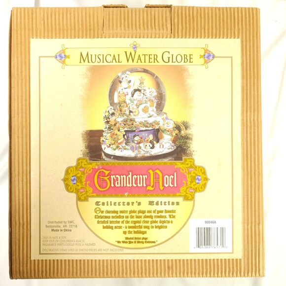 Vintage Grandeur Noel Christmas Snowman Penguin Musical Carousel Water Globe - Picture 1 of 7